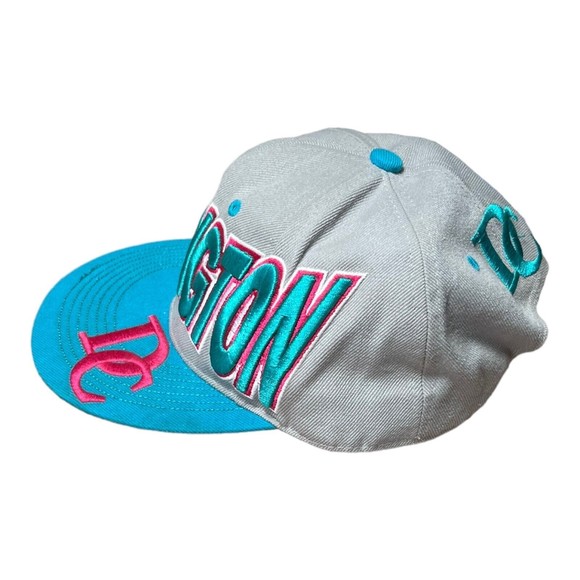City Hunter Washington DC Turquoise Pink Gray Embroidered Snap Back Hat Cap - Picture 3 of 10